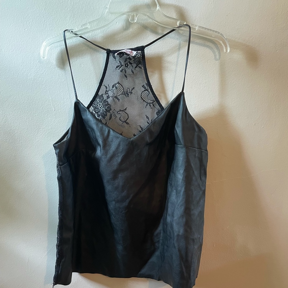 Leather shirt with lace back